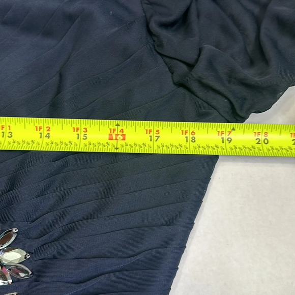 Adrianna Papell Women’s Size 14 Navy Blue Ruched 3/4 Sleeve Long Maxi Dress - Picture 13 of 16